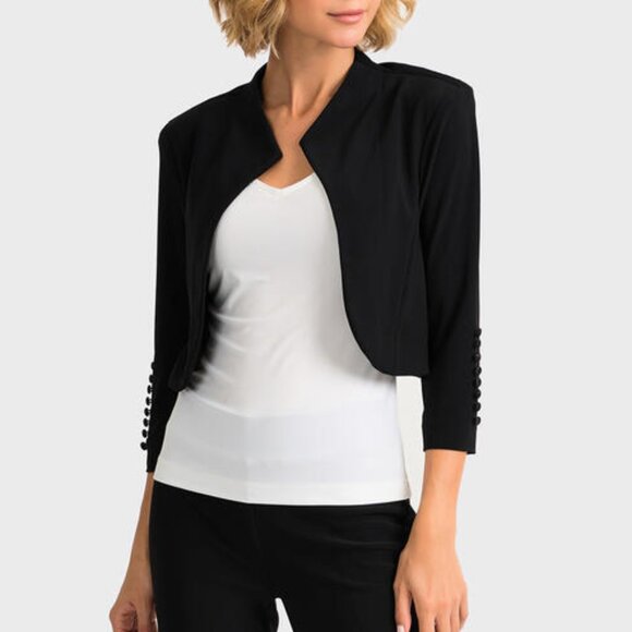 Joseph Ribkoff Cover up Jacket 10 Womens Silky Knit Style 32083 Black - Picture 1 of 12